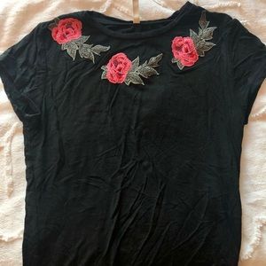 LF rose embroidered t shirt